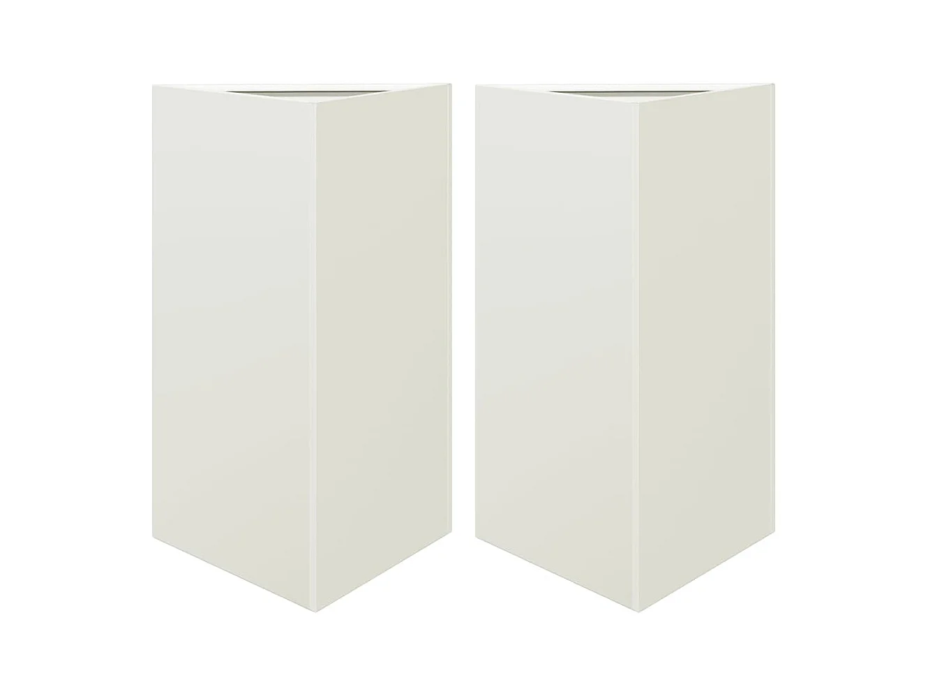 Vaso per fioriera aiuola rialzata piante fiori giardino terrazze set da 2 triangolari 50 x 43 x 75 cm acciaio bianco 02_0039105
