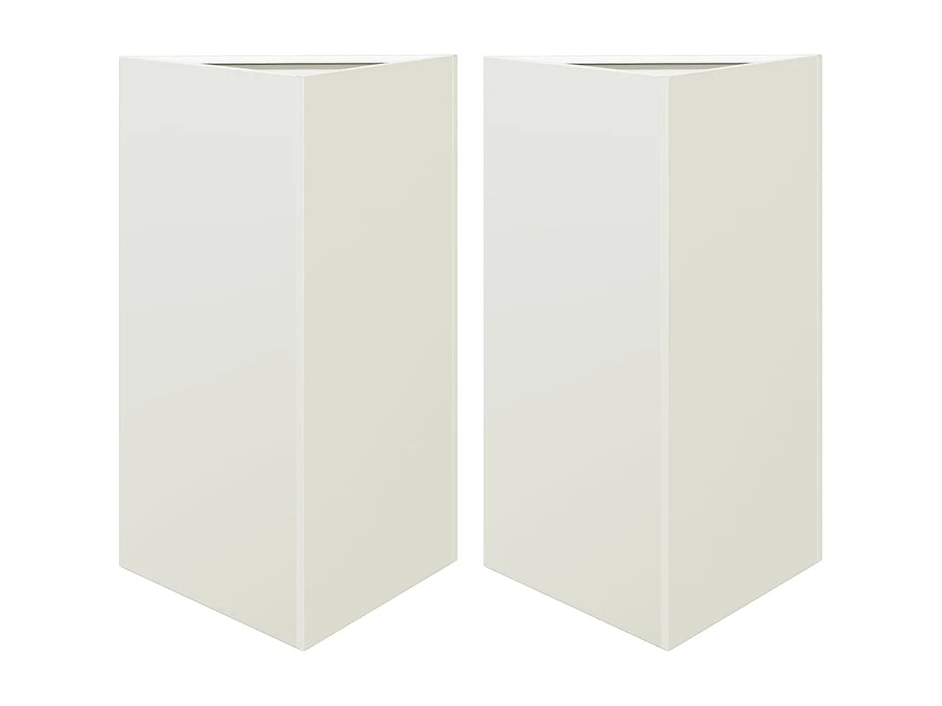 Vaso per fioriera aiuola rialzata piante fiori giardino terrazze set da 2 triangolari 50 x 43 x 75 cm acciaio bianco 02_0039105
