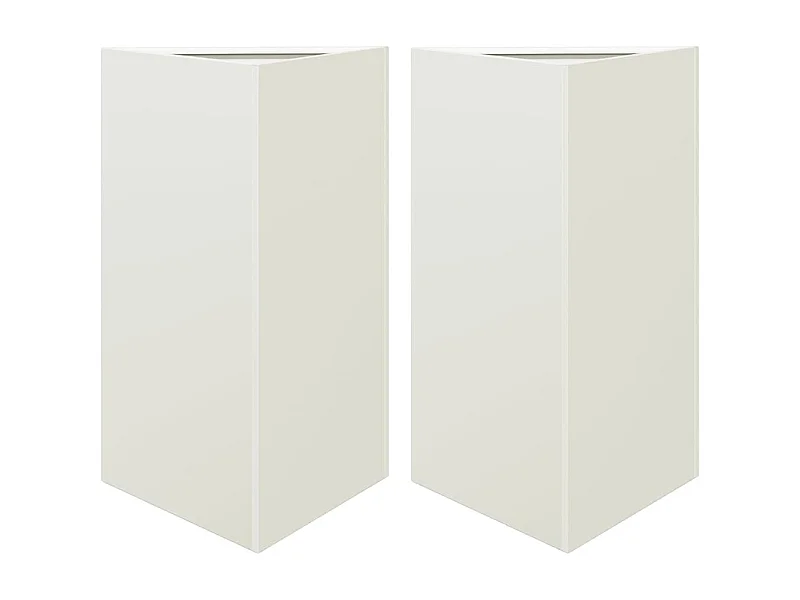 Vaso per fioriera aiuola rialzata piante fiori giardino terrazze set da 2 triangolari 50 x 43 x 75 cm acciaio bianco 02_0039105