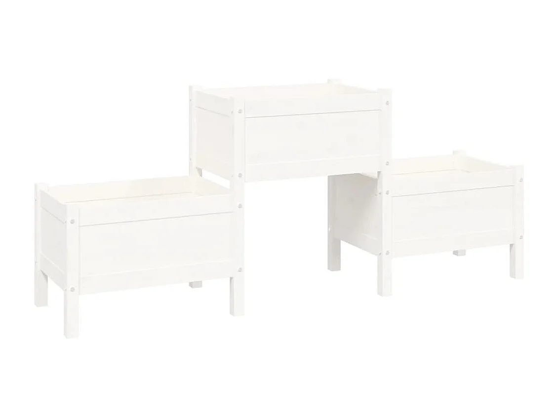 Macetero bancal elevado plantas flores terraza jardín 178,5 x 44 x 75 cm madera maciza de pino blanco 02_0037465