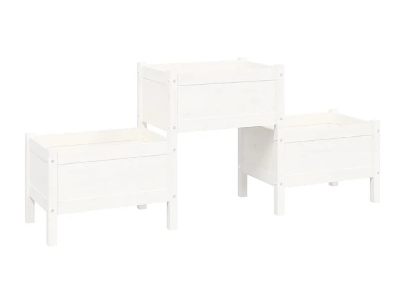 Macetero bancal elevado plantas flores terraza jardín 178,5 x 44 x 75 cm madera maciza de pino blanco 02_0037465