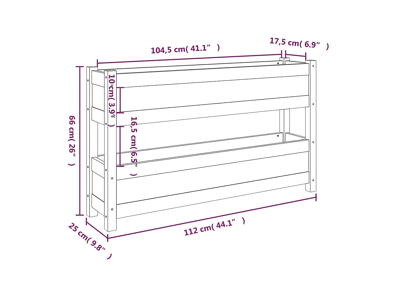 Jardinière bac lit surélevé bois marron 112 x 25 x 66 cm 02_0037401