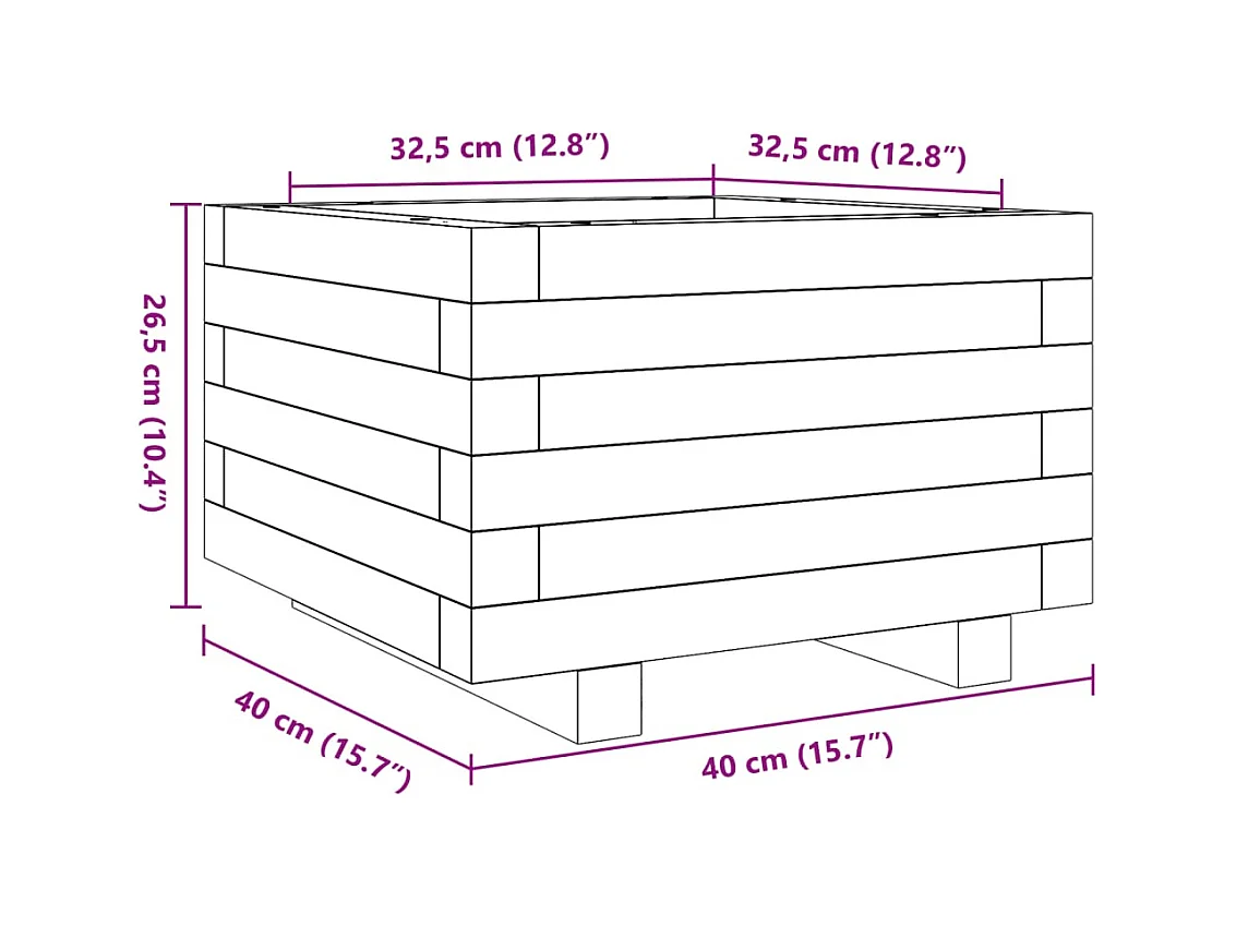 Jardinière bac lit surélevé bois blanche 40 x 40 x 45438 cm 02_0037529