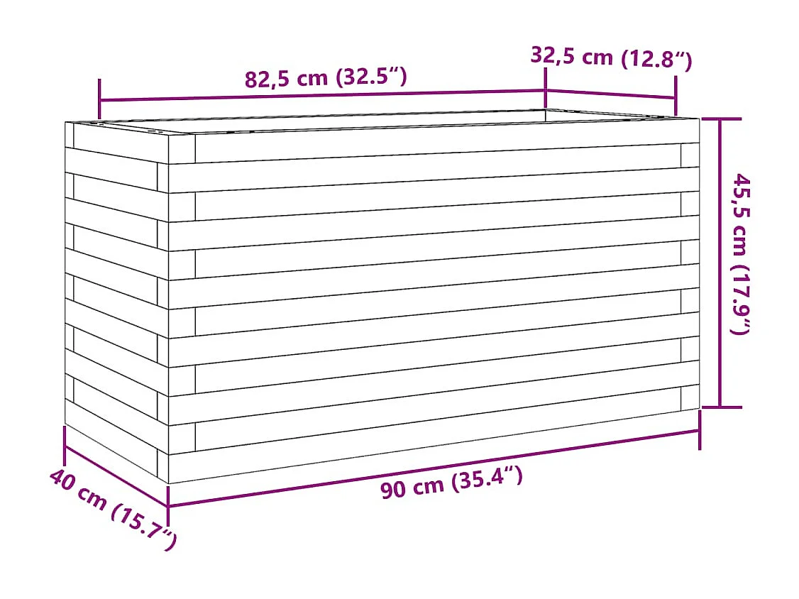 Bandeja para plantador, canteiro elevado, flores, terraço, jardim, cera 90 x 40 x 45,5 cm, madeira maciça de pinho marrom 02_0038509
