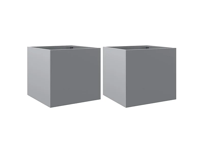 Vaso per fioriera aiuola rialzata piante fiori giardino terrazze set da 2 argento 32 x 30 x 29 cm acciaio zincato argento 02_0039009