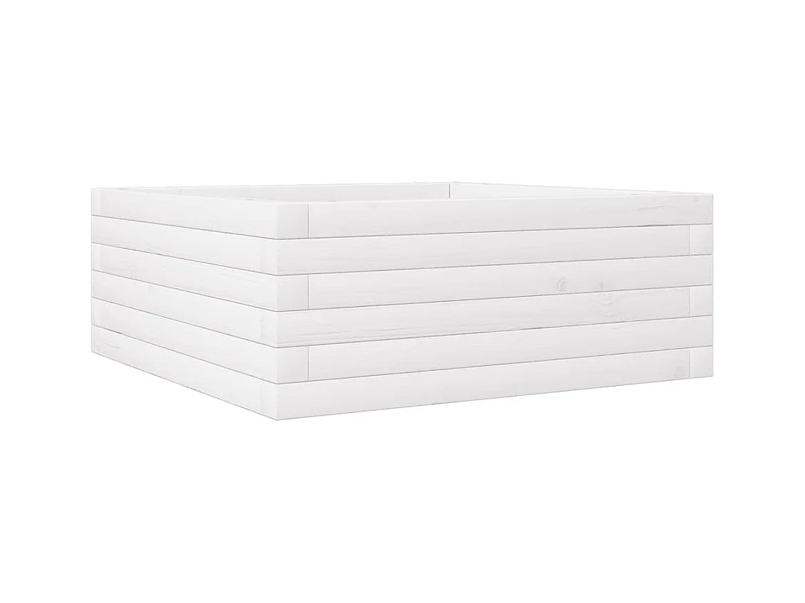 Jardinière bac lit surélevé bois blanche 60 x 60 x 23 cm 02_0037701
