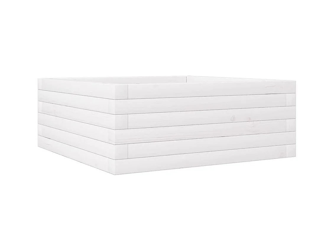 Jardinière bac lit surélevé bois blanche 60 x 60 x 23 cm 02_0037701