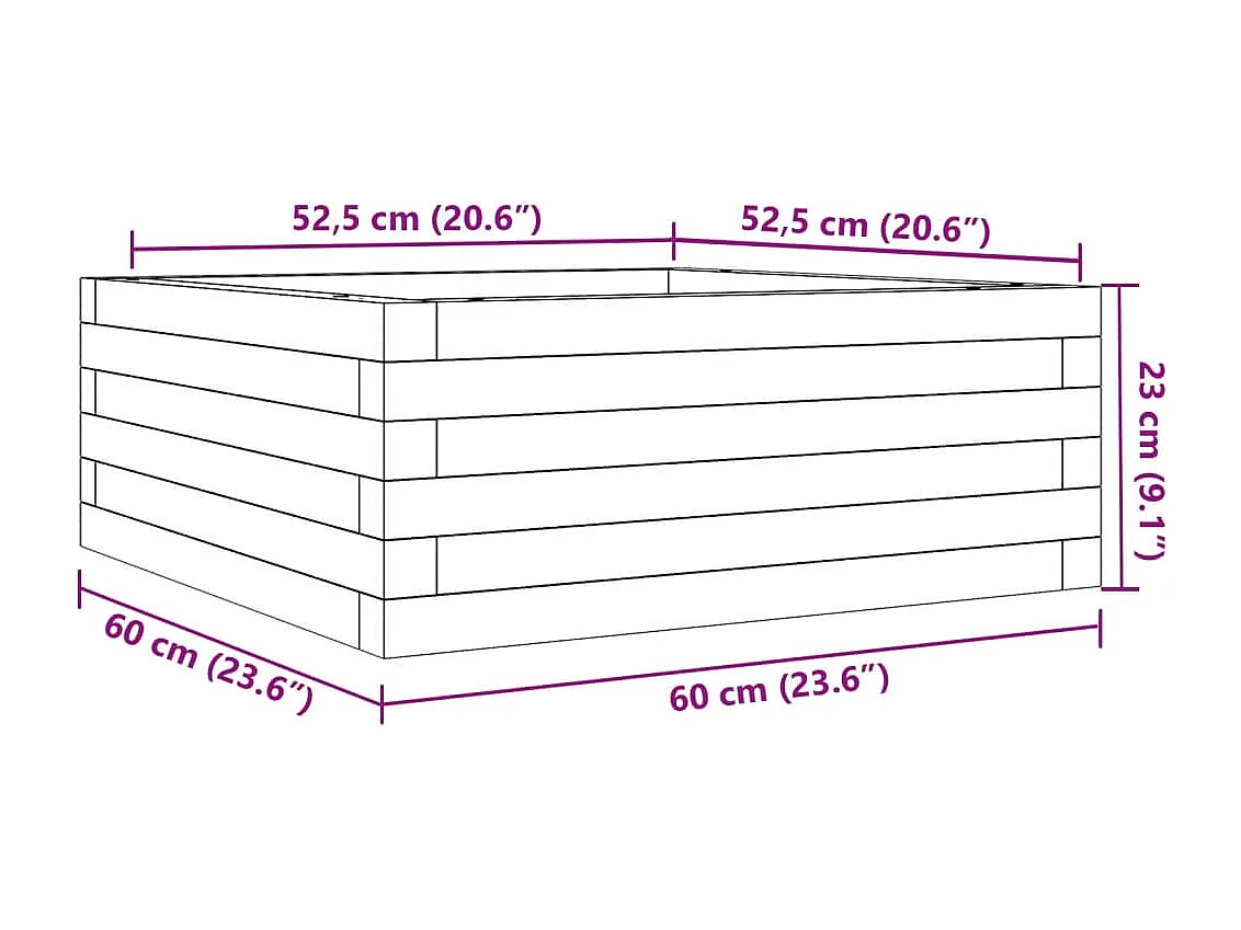 Jardinière bac lit surélevé bois blanche 60 x 60 x 23 cm 02_0037701