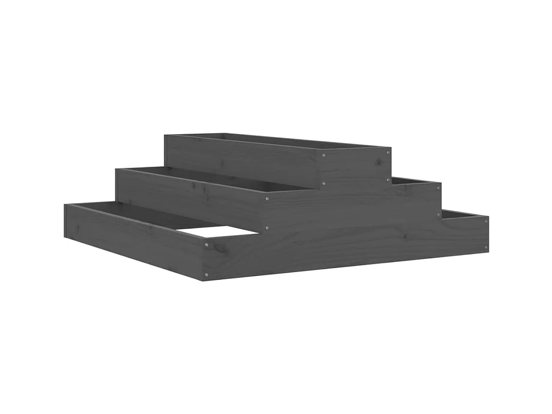 Vassoio per fioriera aiuola rialzata piante fiori terrazza giardino 80 x 80 x 27 cm legno massello di pino grigio 02_0037901