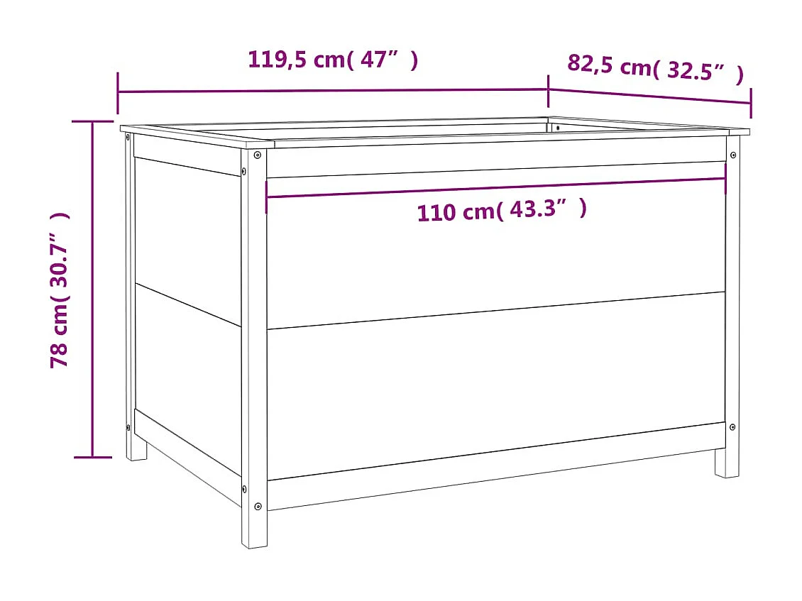 Jardinière bac lit surélevé bois blanche 119.5 x 82.5 x 78 cm 02_0039337