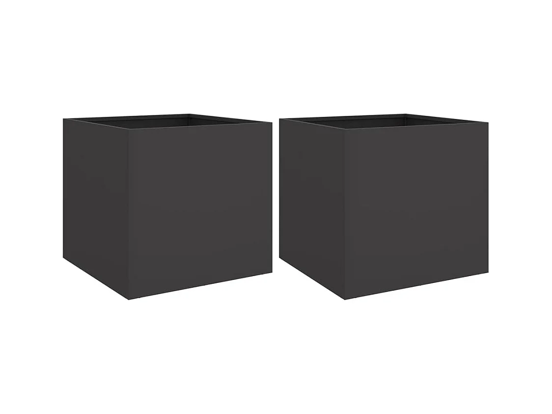 Bandeja para plantar plantas com canteiro elevado, flores, terraços de jardim, conjunto de 2 42 x 40 x 39 cm aço preto 02_0038976
