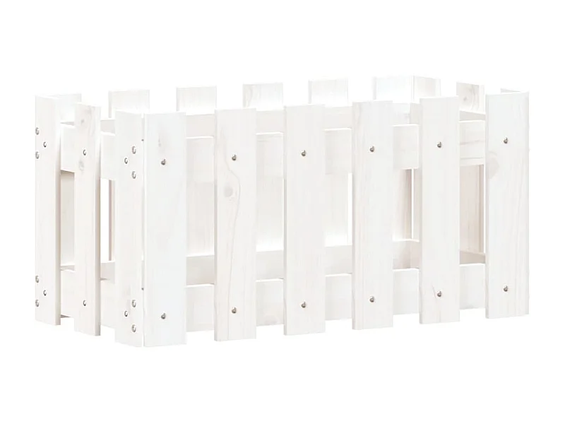 Vaso per fioriera aiuola rialzata piante fiori terrazza giardino con recinzione design 60 x 30 x 30 cm pino massiccio bianco 02_0038104