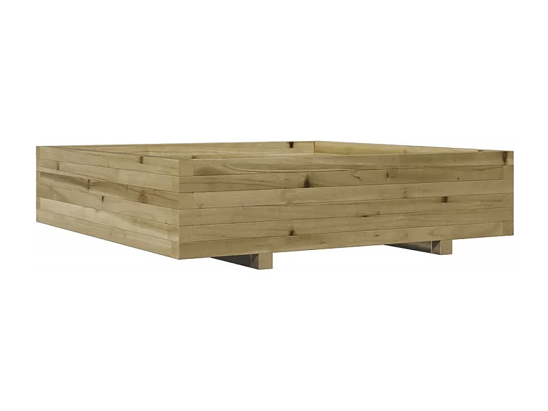 Macetero bancal elevado plantas flores terraza jardín 100 x 100 x 26,5 cm madera de pino impregnada marrón 02_0037253