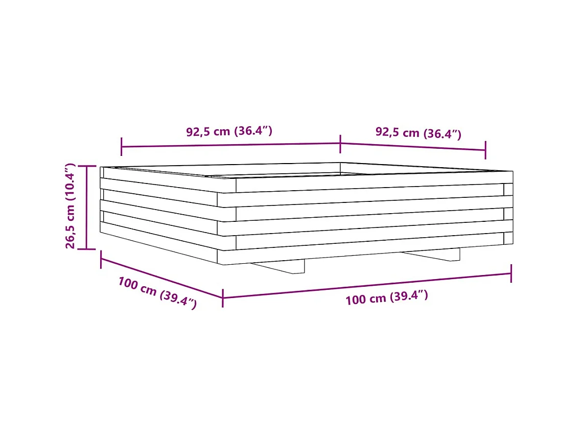 Jardinière bac lit surélevé bois marron 100 x 100 x 45438 cm 02_0037253