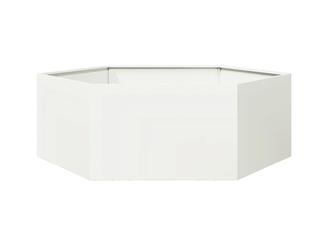 Vassoio per fioriera aiuola rialzata piante fiori terrazza giardino esagono 138 x 120 x 45 cm acciaio bianco 02_0038637