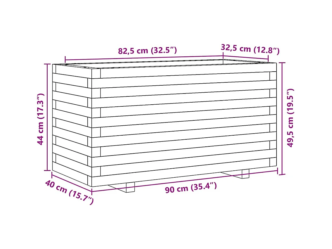 Jardinière bac lit surélevé bois blanche 90 x 40 x 49.5 cm 02_0037987