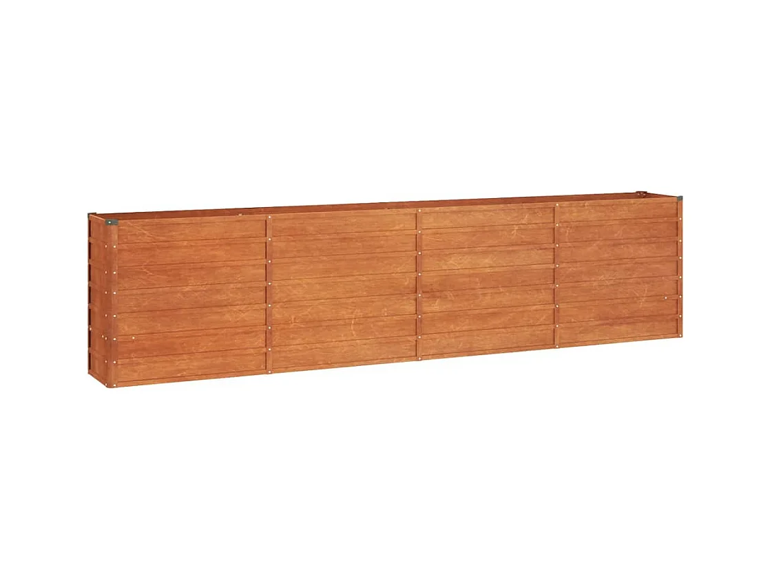 Vassoio per fioriera aiuola rialzata piante fiori terrazza giardino arrugginito 320 x 40 x 77 cm acciaio corten marrone 02_0039871