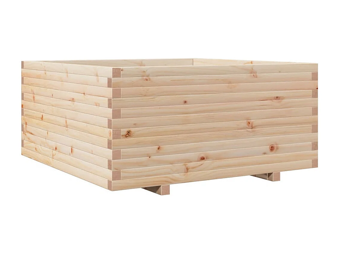 Macetero bancal elevado plantas flores terraza jardín 100 x 100 x 49,5 cm madera maciza de pino marrón 02_0037262