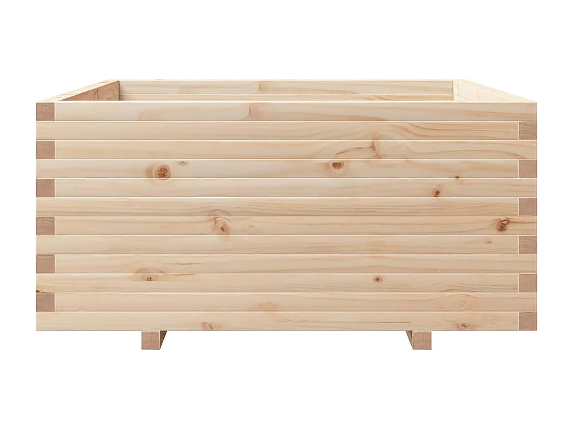 Macetero bancal elevado plantas flores terraza jardín 100 x 100 x 49,5 cm madera maciza de pino marrón 02_0037262