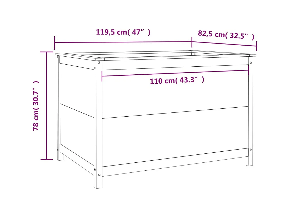 Jardinière bac lit surélevé bois marron 119.5 x 82.5 x 78 cm 02_0039334