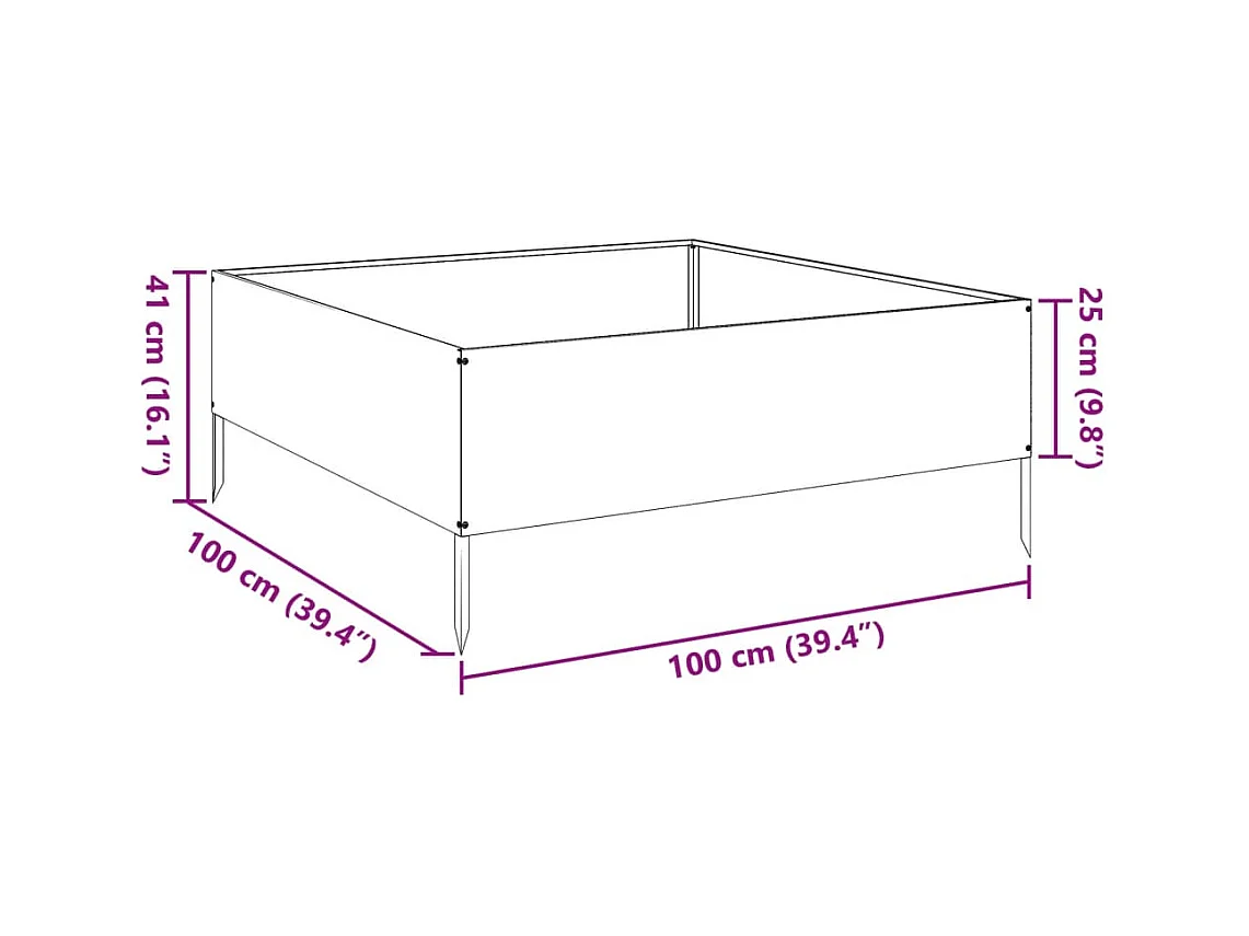 Jardinière bac lit surélevé noire 100 x 100 x 25 cm 02_0039266