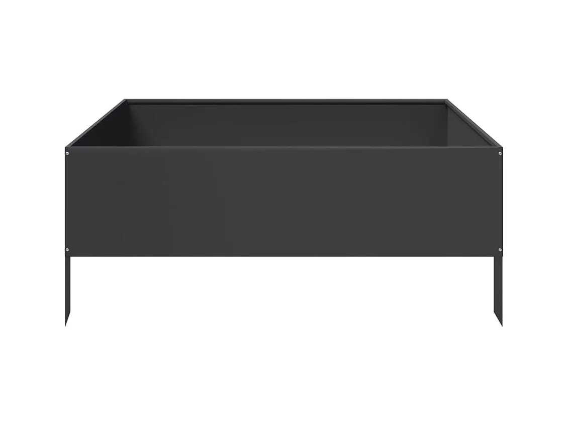 Vassoio per fioriera aiuola rialzata piante fiori terrazza giardino giardino 100 x 100 x 25 cm acciaio nero 02_0039266