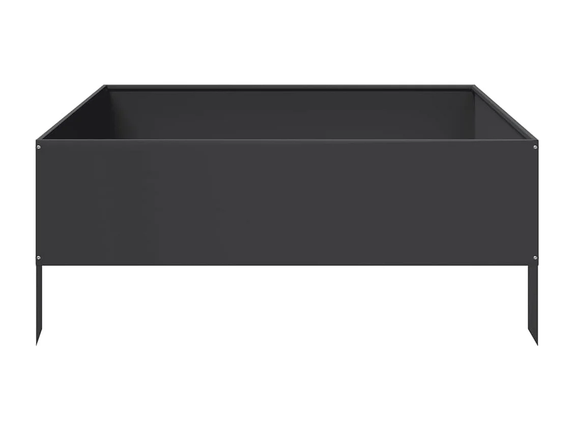 Macetero bancal elevado plantas flores terraza jardín jardín 100 x 100 x 25 cm acero negro 02_0039266