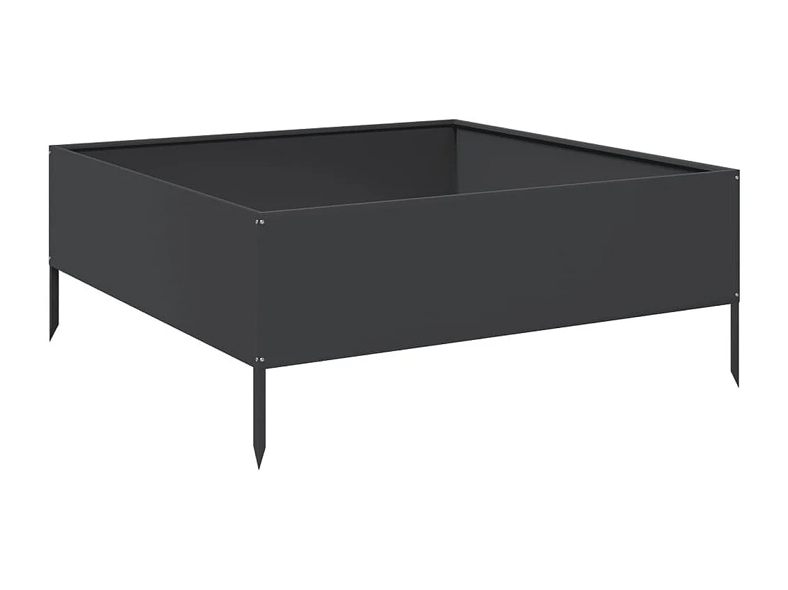 Macetero bancal elevado plantas flores terraza jardín jardín 100 x 100 x 25 cm acero negro 02_0039266