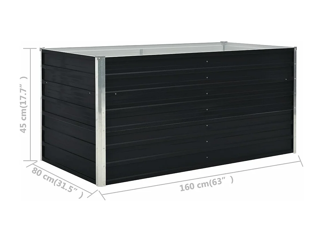 Fioriera 160 x 80 x 45 cm acciaio zincato antracite 02_0000792