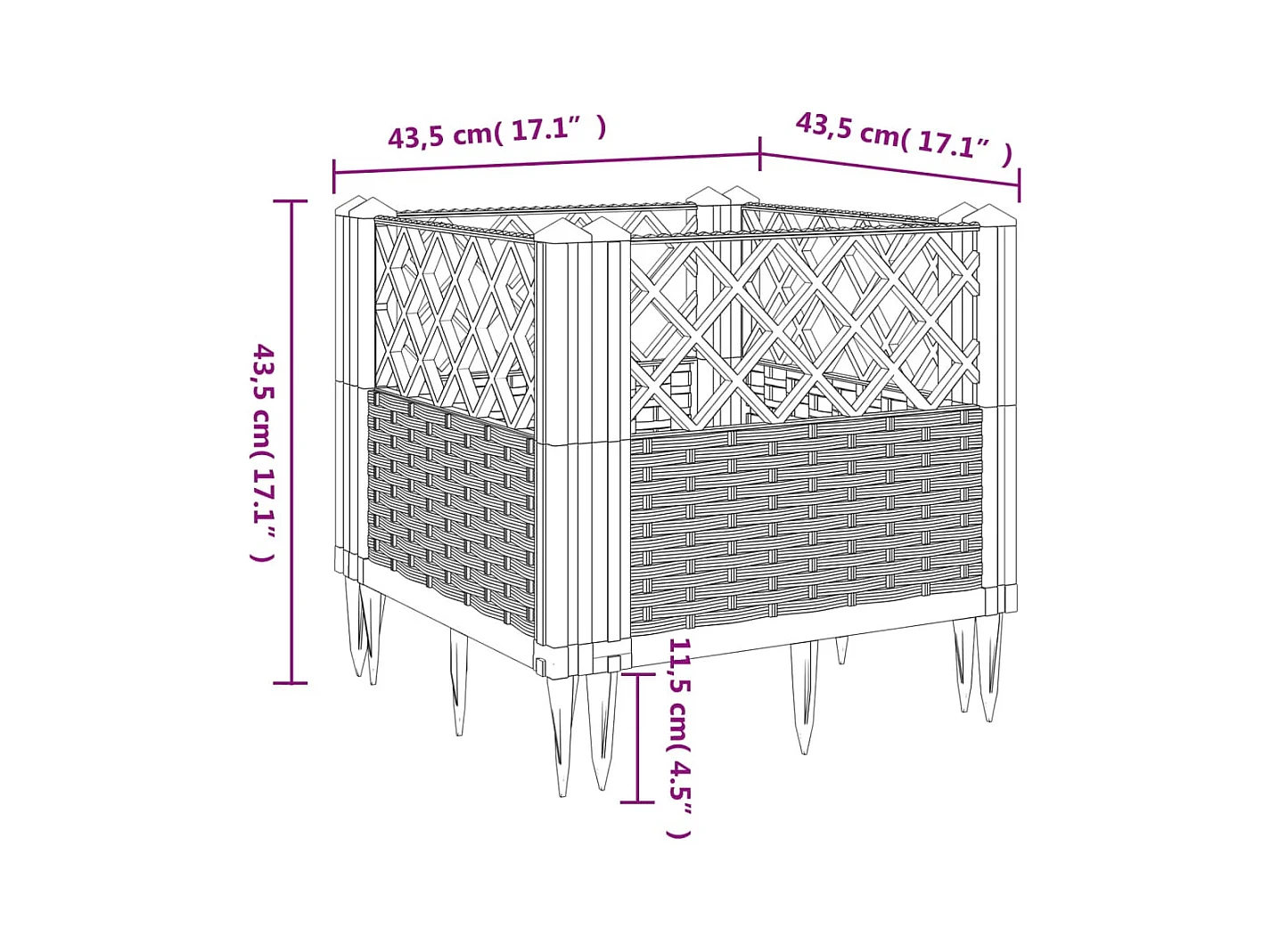 Jardinière bac lit surélevé grise 43 x 5 x 43 cm 02_0038202