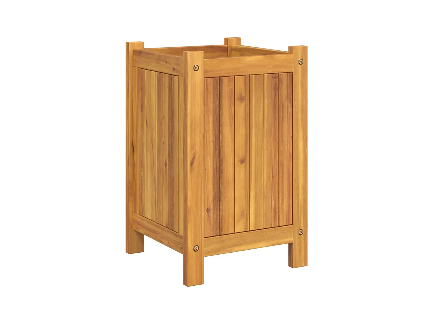 Jardinera elevada para terraza o jardín con revestimiento 31 x 31 x 50 cm madera maciza de acacia marrón 02_0038130