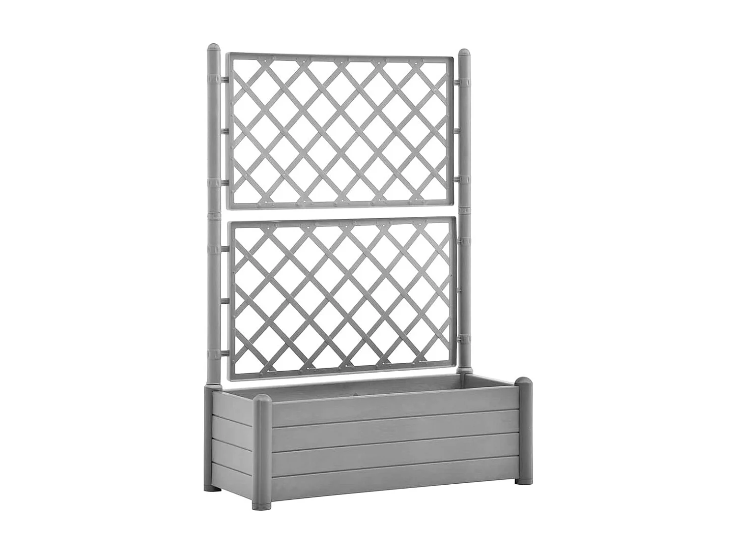 Macetero bancal elevado plantas flores terraza jardín con enrejado 100 x 43 x 142 cm PP gris piedra 02_0038221