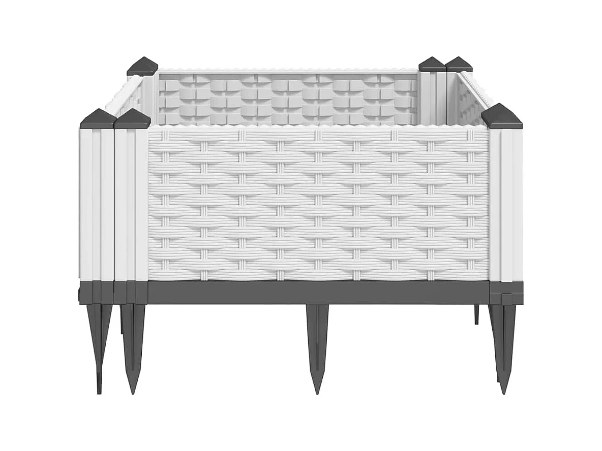 Vassoio per fioriera aiuola rialzata piante fiori terrazza giardino con paletti 42,5 x 42,5 x 28,5 cm PP bianco 02_0038197