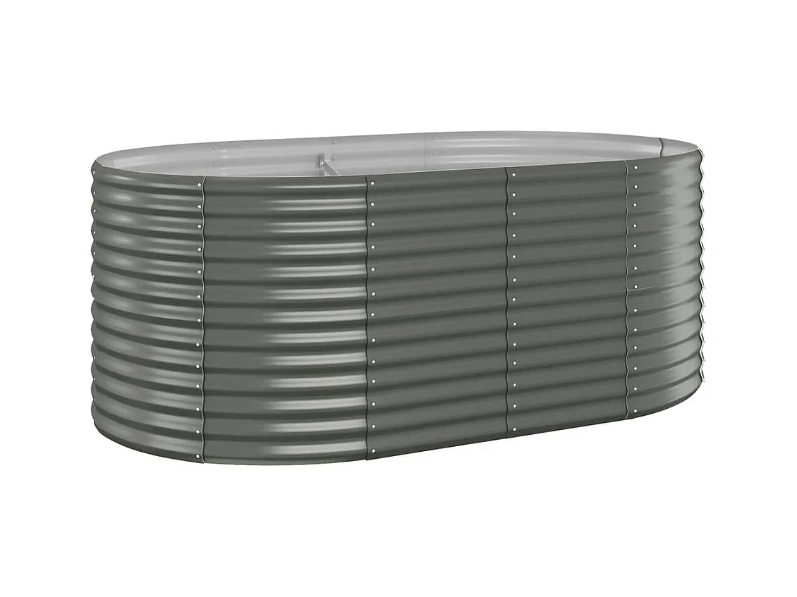 Macetero bancal elevado plantas flores terraza jardín jardín acero con recubrimiento en polvo 175 x 100 x 68 cm gris 02_0039590