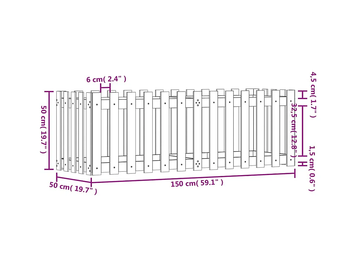 Jardinière bac lit surélevé blanche 150 x 50 x 50 cm 02_0039798