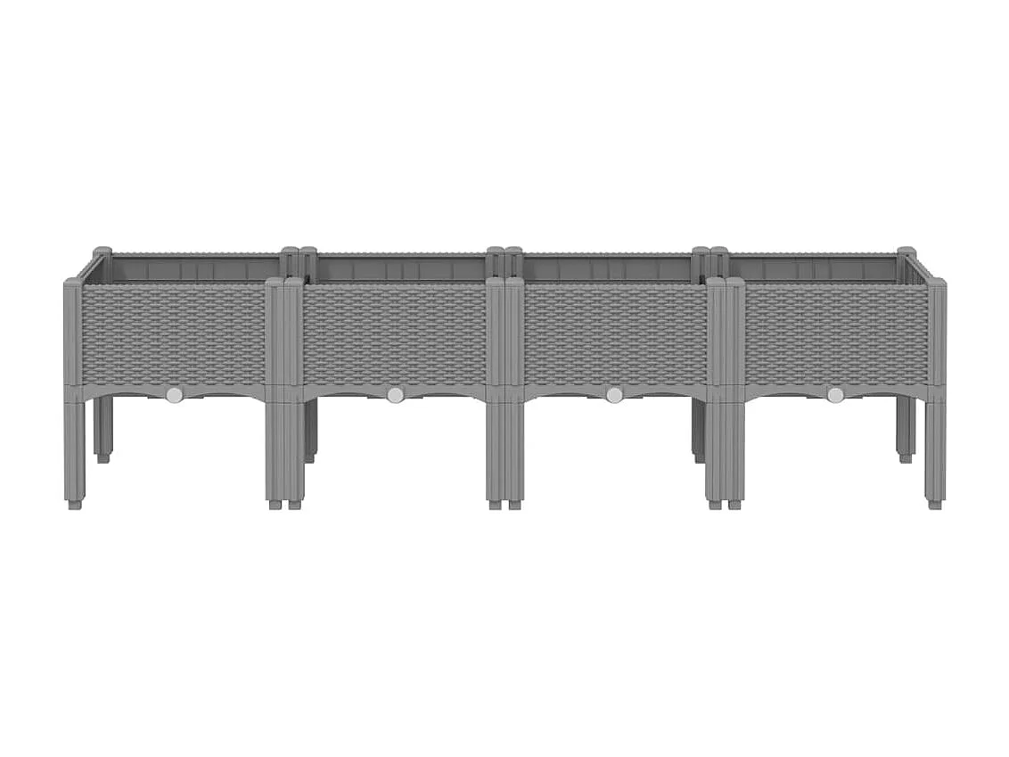 Vassoio per fioriera aiuola rialzata piante fiori terrazza giardino con piedini leggeri 160 x 40 x 42 cm PP grigio 02_0038174