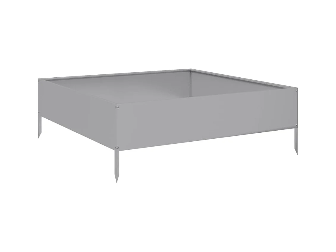 Bandeja para plantador canteiro elevado plantas flores terraço jardim jardim 100 x 100 x 33,5 cm aço inoxidável prata 02_0039285