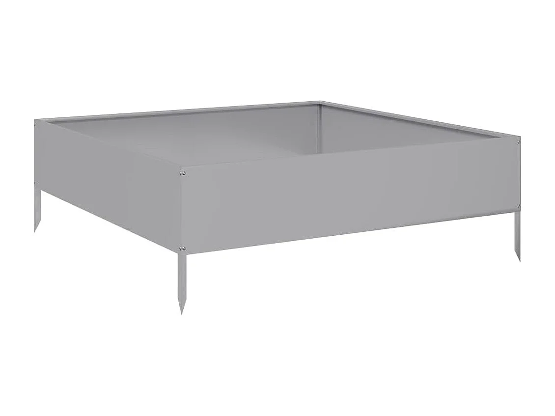 Macetero bancal elevado plantas flores terraza jardín jardín 100 x 100 x 33,5 cm acero inoxidable Plata 02_0039285