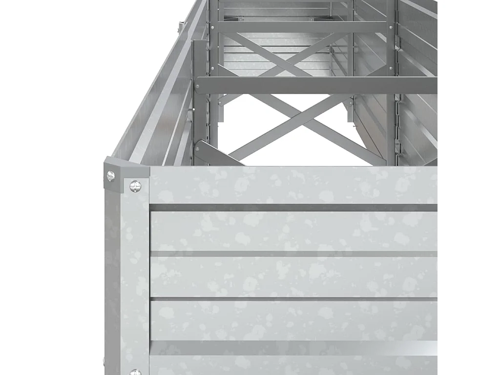 Macetero bancal elevado plantas flores terraza jardín jardín 320 x 40 x 45 cm acero galvanizado plateado Plata 02_0039429