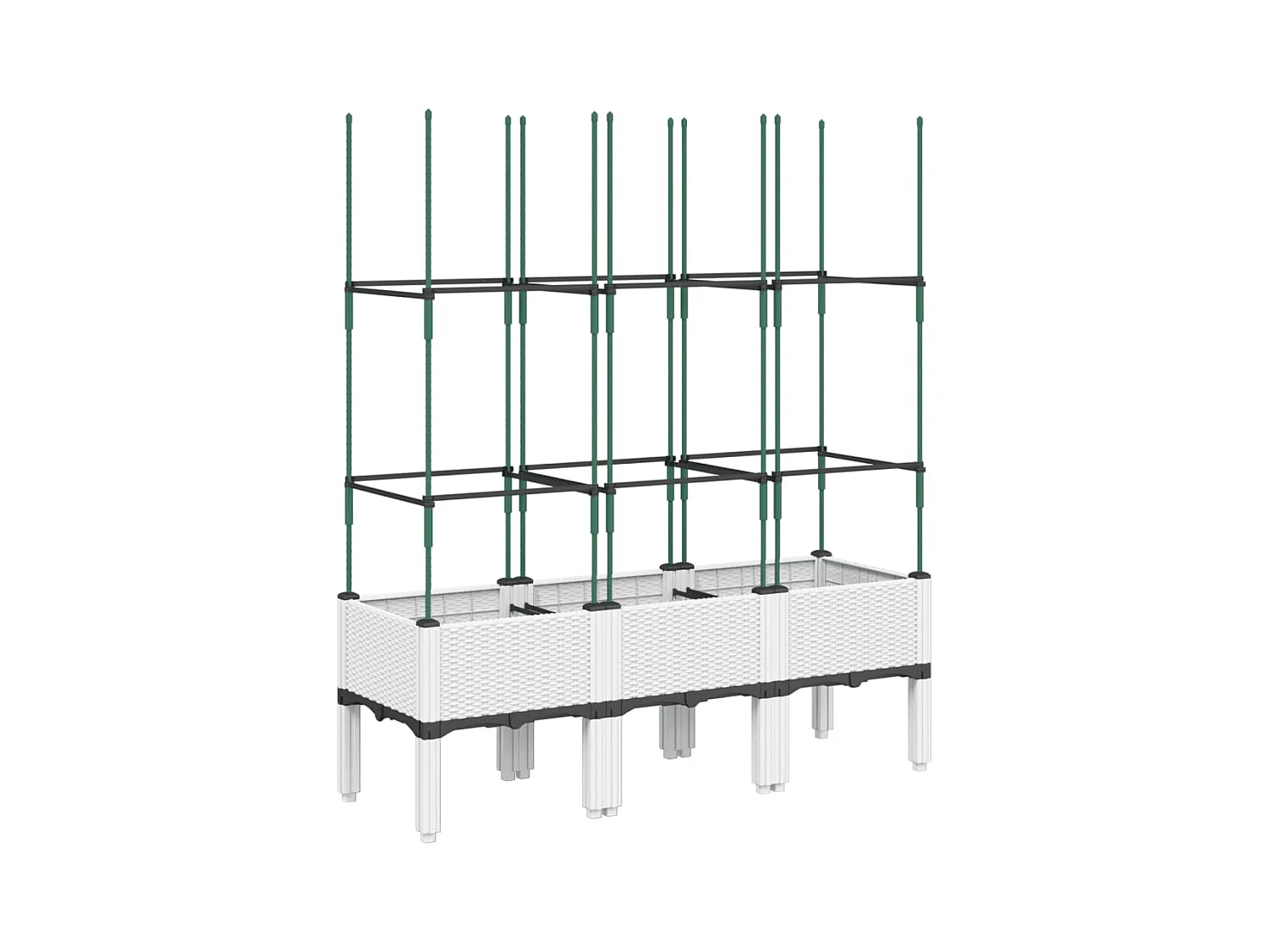 Vassoio per fioriera aiuola rialzata piante fiori terrazza giardino con traliccio 120 x 40 x 142,5 cm PP bianco 02_0038242