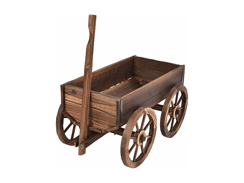 Brouette à fleurs jardinière bois marron 120 x 43 x 53.5 cm 20_0007942