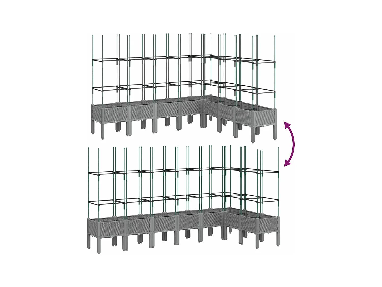 Jardinière bac lit surélevé grise 200 x 160 x 142 cm 02_0038354