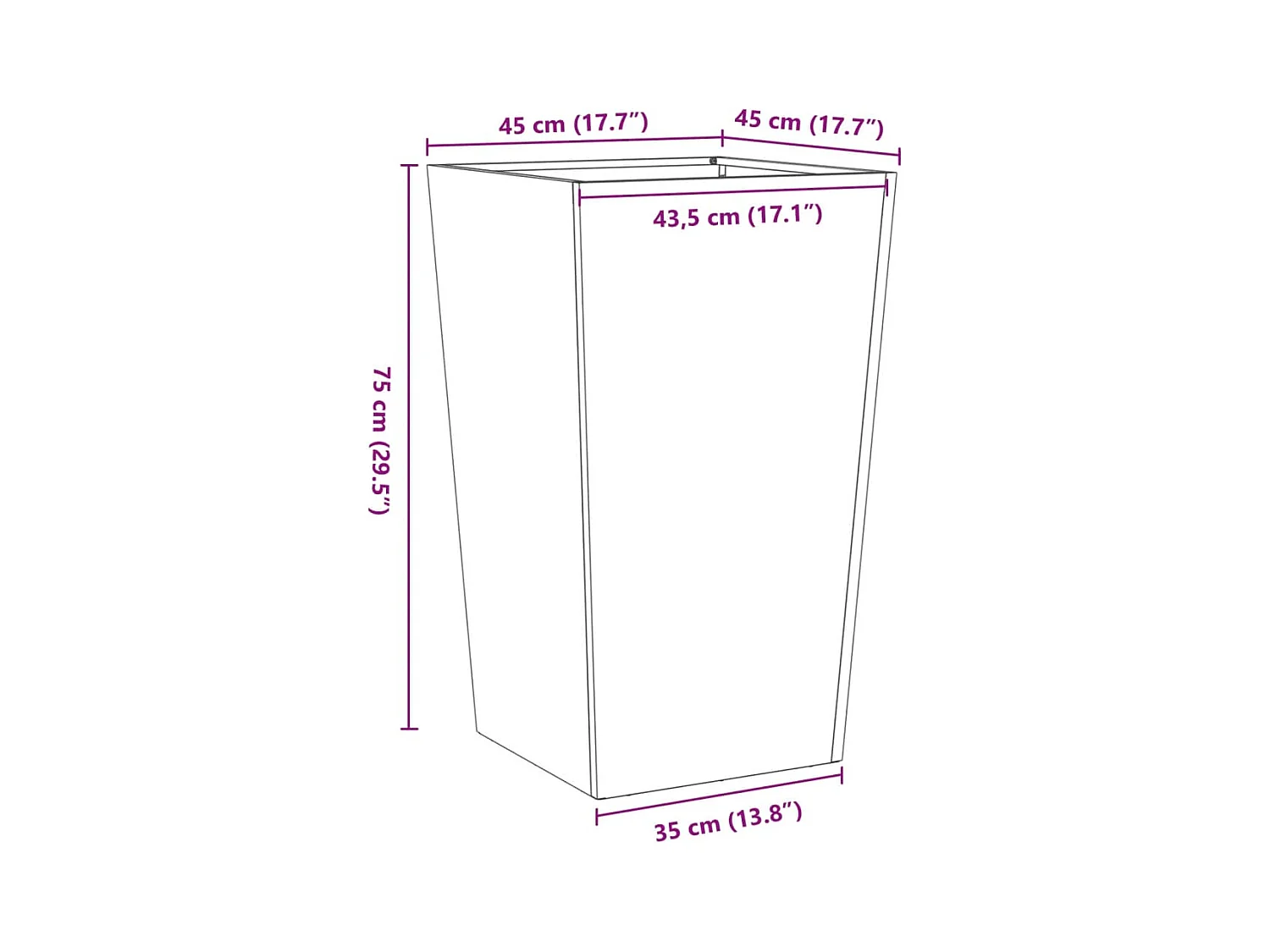 Jardinière bac lit surélevé noire 45 x 45 x 75 cm 02_0037609