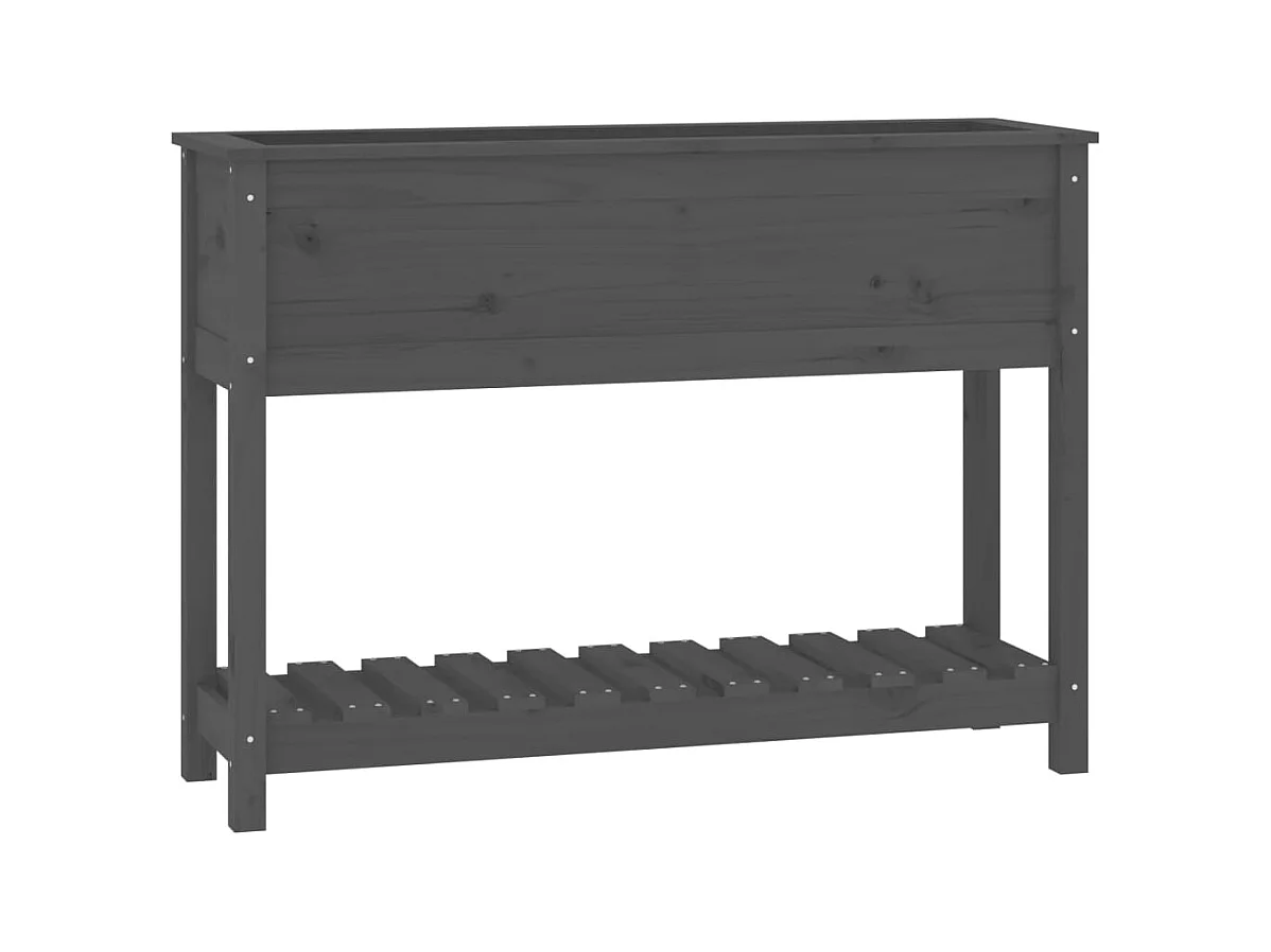 Vassoio per fioriera aiuola rialzata piante fiori terrazza giardino con ripiano 111,5 x 34,5 x 81 cm legno massello di pino grigio 02_0038382