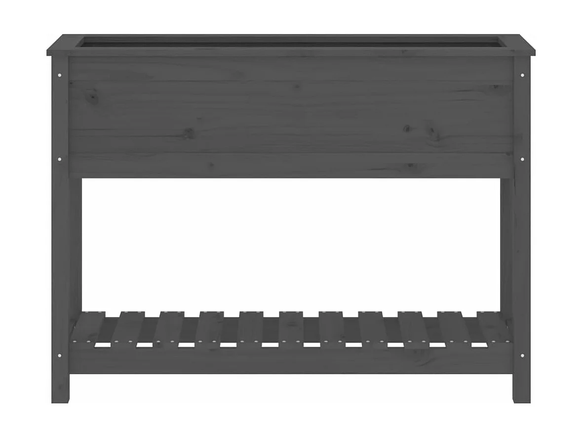 Vassoio per fioriera aiuola rialzata piante fiori terrazza giardino con ripiano 111,5 x 34,5 x 81 cm legno massello di pino grigio 02_0038382