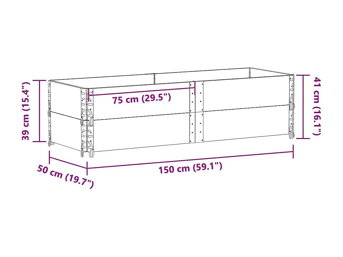 Jardinière bac lit surélevé bois marron 150 x 50 x 41 cm 02_0037440