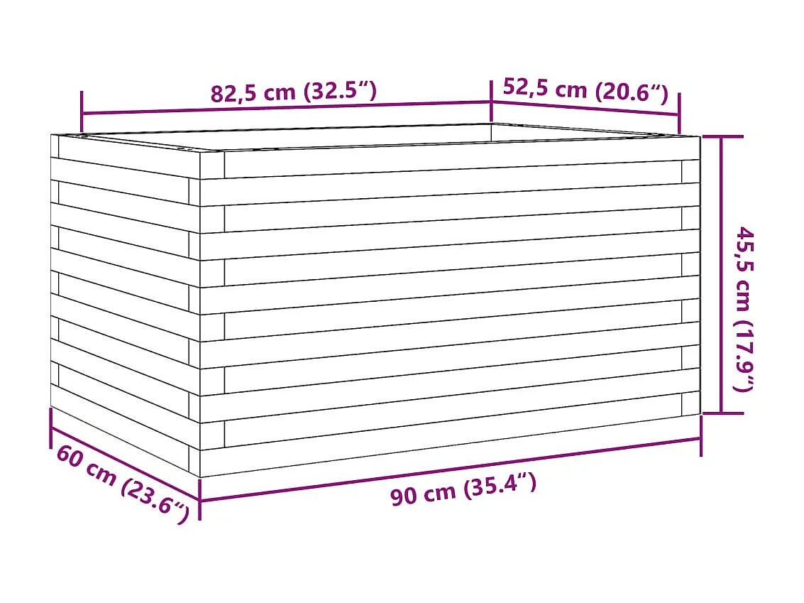 Jardinière bac lit surélevé bois marron 90 x 60 x 45.5 cm 02_0038016
