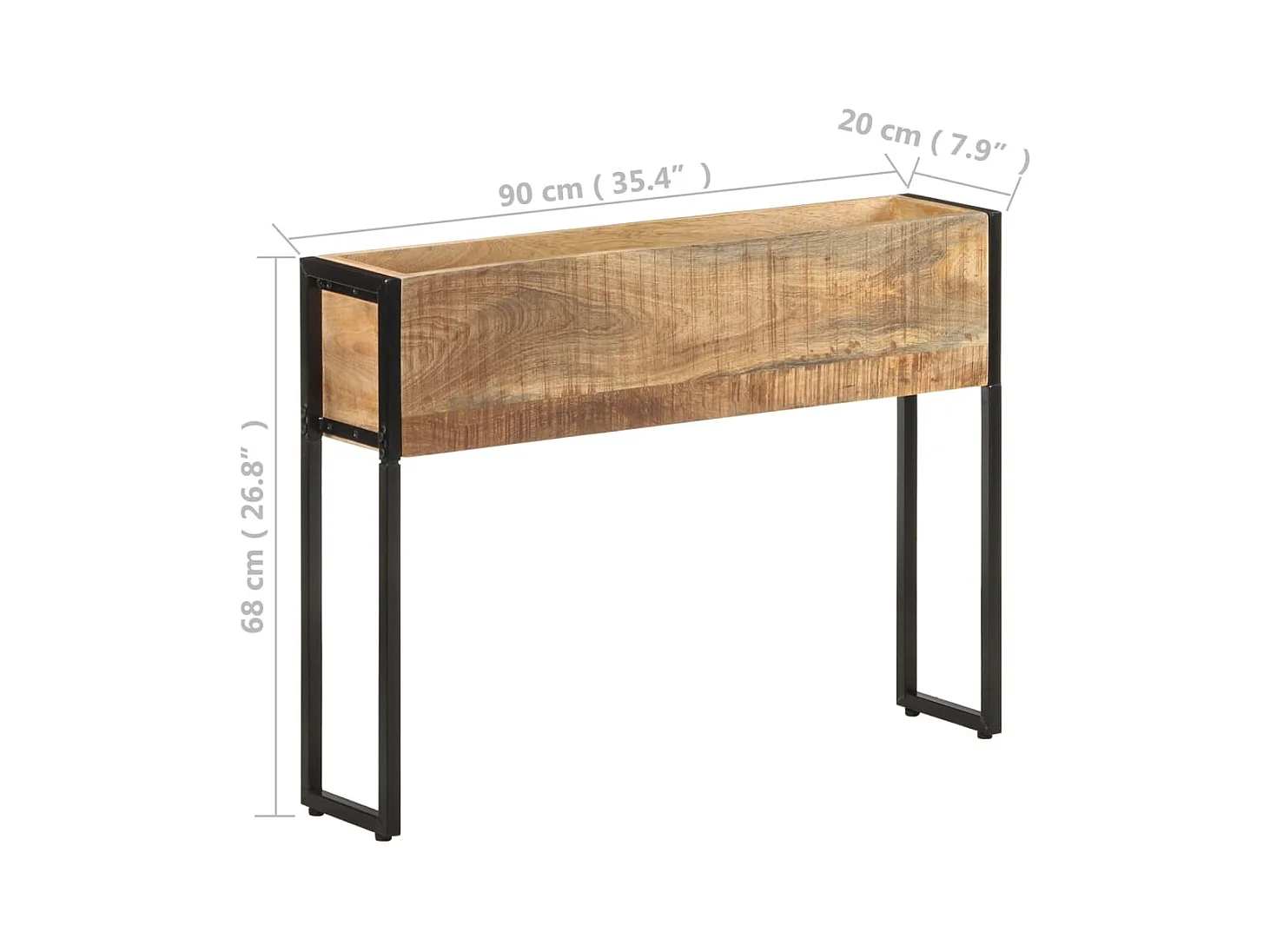 Vassoio per fioriera aiuola rialzata piante fiori terrazza giardino 90 x 20 x 68 cm legno di mango grezzo marrone 02_0037962