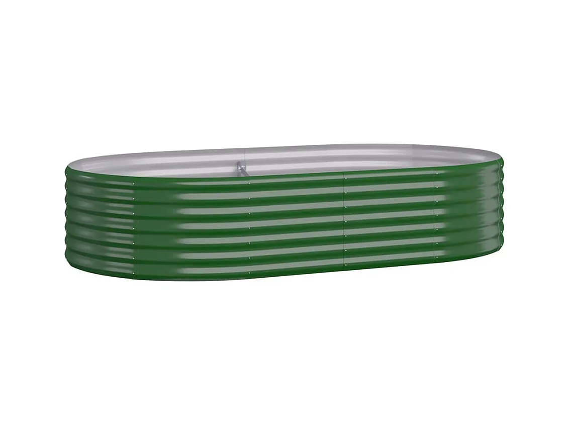 Bandeja para plantador, canteiro elevado, plantas, flores, terraço, jardim, jardim, aço revestido a pó, 175 x 100 x 36 cm, verde 02_0039588