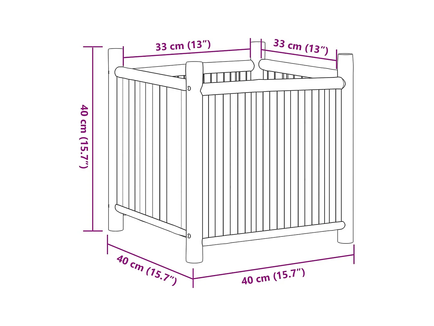 Jardinière bac lit surélevé bambou marron 40 x 40 x 40 cm 02_0037549